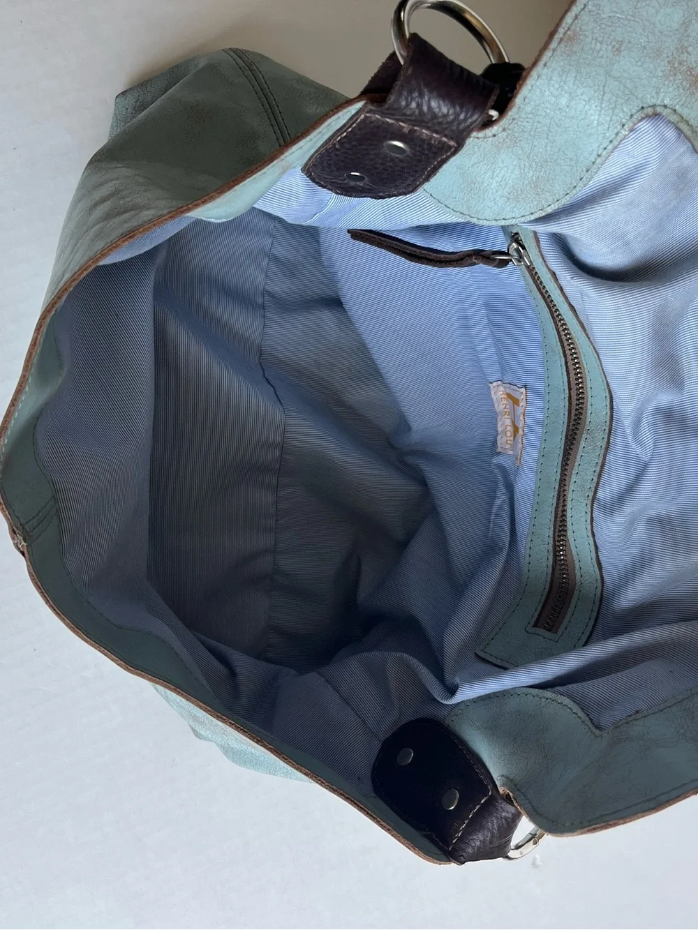 Henri Lou Turquoise Distressed Leather Boho Western Hobo Shoulder Bag